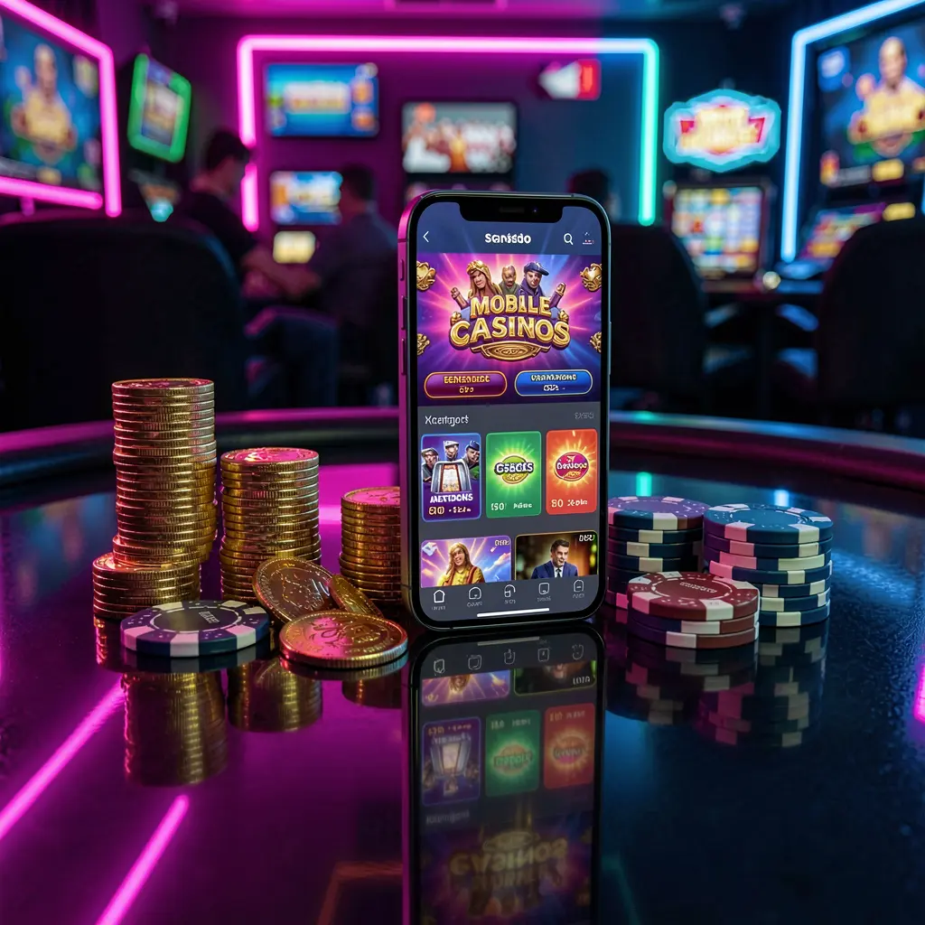 I880 mobile casino dashboard on smartphone displaying colorful gaming interface with golden coins and poker chips on glossy table under elegant neon lighting