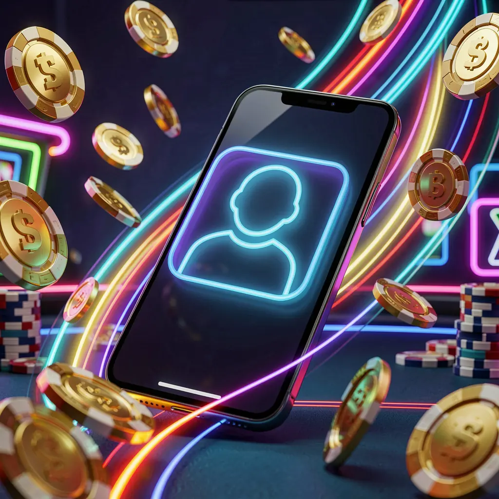 I880 fast casino login banner featuring a smartphone with a bright user icon, speed light trails, and golden coins and chips flying around in a modern neon casino style